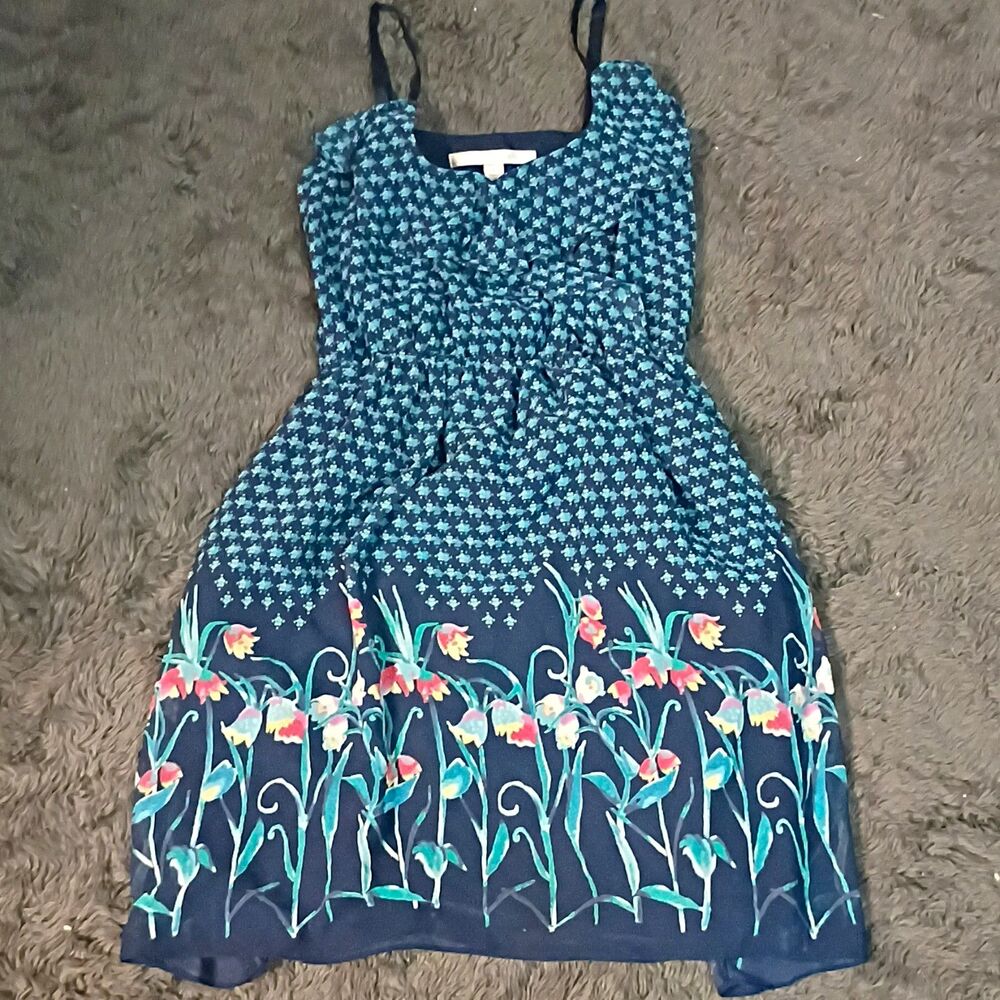 LC Lauren Conrad Women’s 6 Blue/Multicolor Floral Strappy Sleeveless Sundress